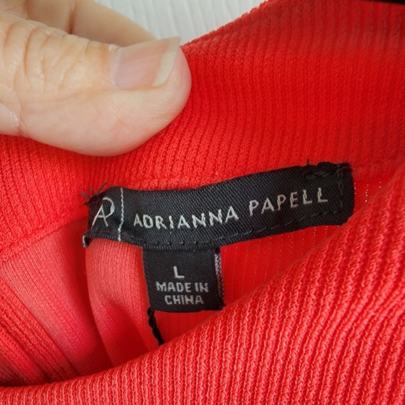 NWT Adrianna Papell Mini Rib Crop Button Back Knit Top Coral Sz L - Picture 3 of 9